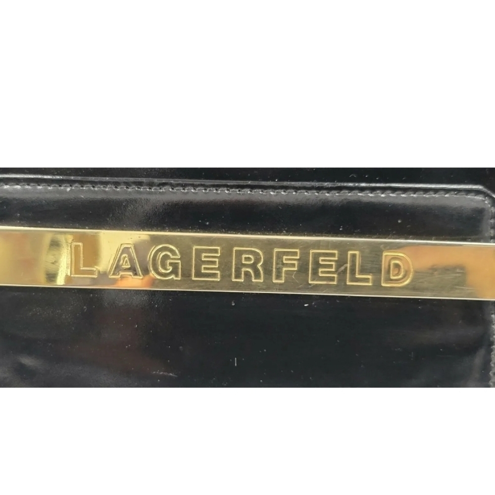 KARL LAGERFELD black patent leather zip around agenda day planner case‎ VTG RARE - Picture 8 of 8